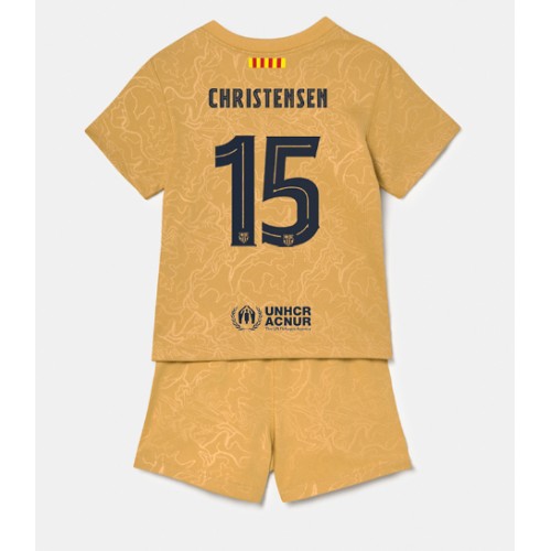 Fotbalové Dres Barcelona Andreas Christensen #15 Dětské Venkovní 2022-23 Krátký Rukáv (+ trenýrky)